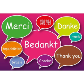 Tippdose „Danke“ in mehreren Sprachen