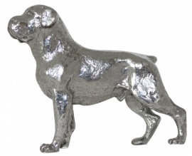 sculptuur Rottweiler zilvertin (gecoupeerde staart)