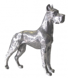 sculptuur Duitse Dog gecoupeerd zilvertin
