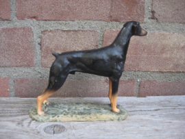 vintage beeldje Dobermann op gras