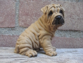 beeldje Sharpei zittend bruin