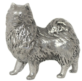 sculptuur Keeshond zilvertin