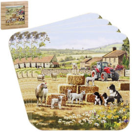 onderzetters Border Collie met schapen
