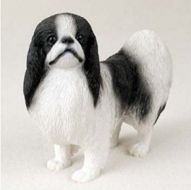 beeldje Japanse spaniel zwart/wit