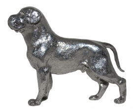 sculptuur Rottweiler zilvertin (met staart)
