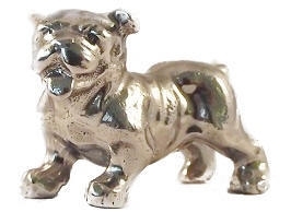 sculptuur Engelse Bulldog zilvertin