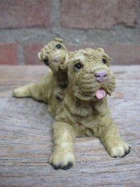 beeldje Sharpei met pup vintage