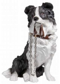 beeldje Border Collie met riem