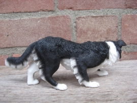 beeldje Border Collie sluipend zwart/wit