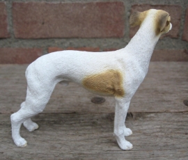 beeldje Whippet wit-tan