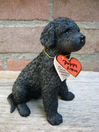 beeldje Poedel puppy zwart