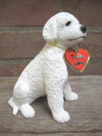 beeldje Poedel puppy wit