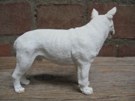 beeldje Engelse Bull Terriër wit met oogvlek