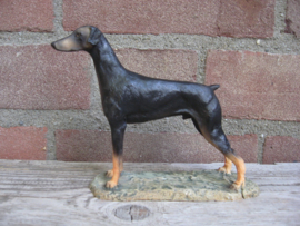 vintage beeldje Dobermann op gras