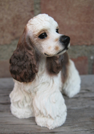 beeldje Amerikaanse Cocker spaniel wit-bruin