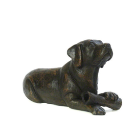 asbeeld/urn hond met bot | 40 cm