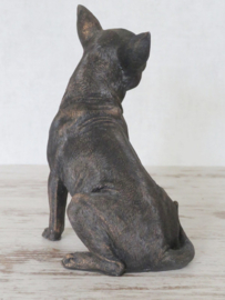 beeldje Chihuahua zittend bronskleur