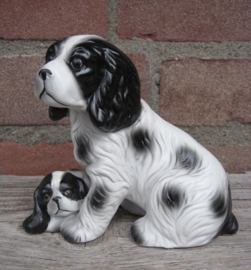 beeldje Engelse Cocker spaniel met pup