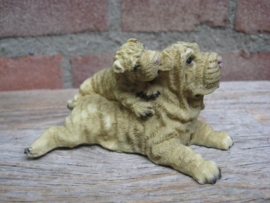 beeldje Sharpei met pup vintage