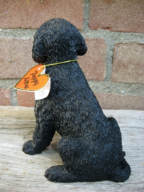 beeldje Poedel puppy zwart