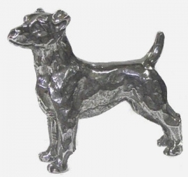 miniatuur Jack Russell Terrier zilvertin