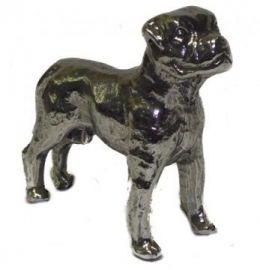sculptuur Amerikaanse Bulldog zilvertin