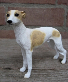 beeldje Whippet wit-tan