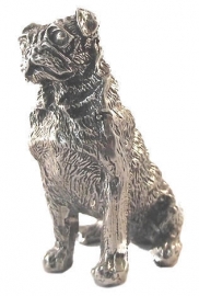 sculptuur Mopshond zilvertin