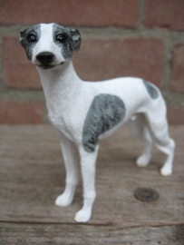 beeldje Whippet wit-grijs