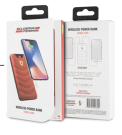 Ferrari draadloze powerbank van 10000 mAh - Zwart of Rood