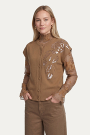 C&S Vaski Knit Gilet Dark Walnut