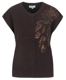C&S Vaski Knit Gilet Dark Chocolate