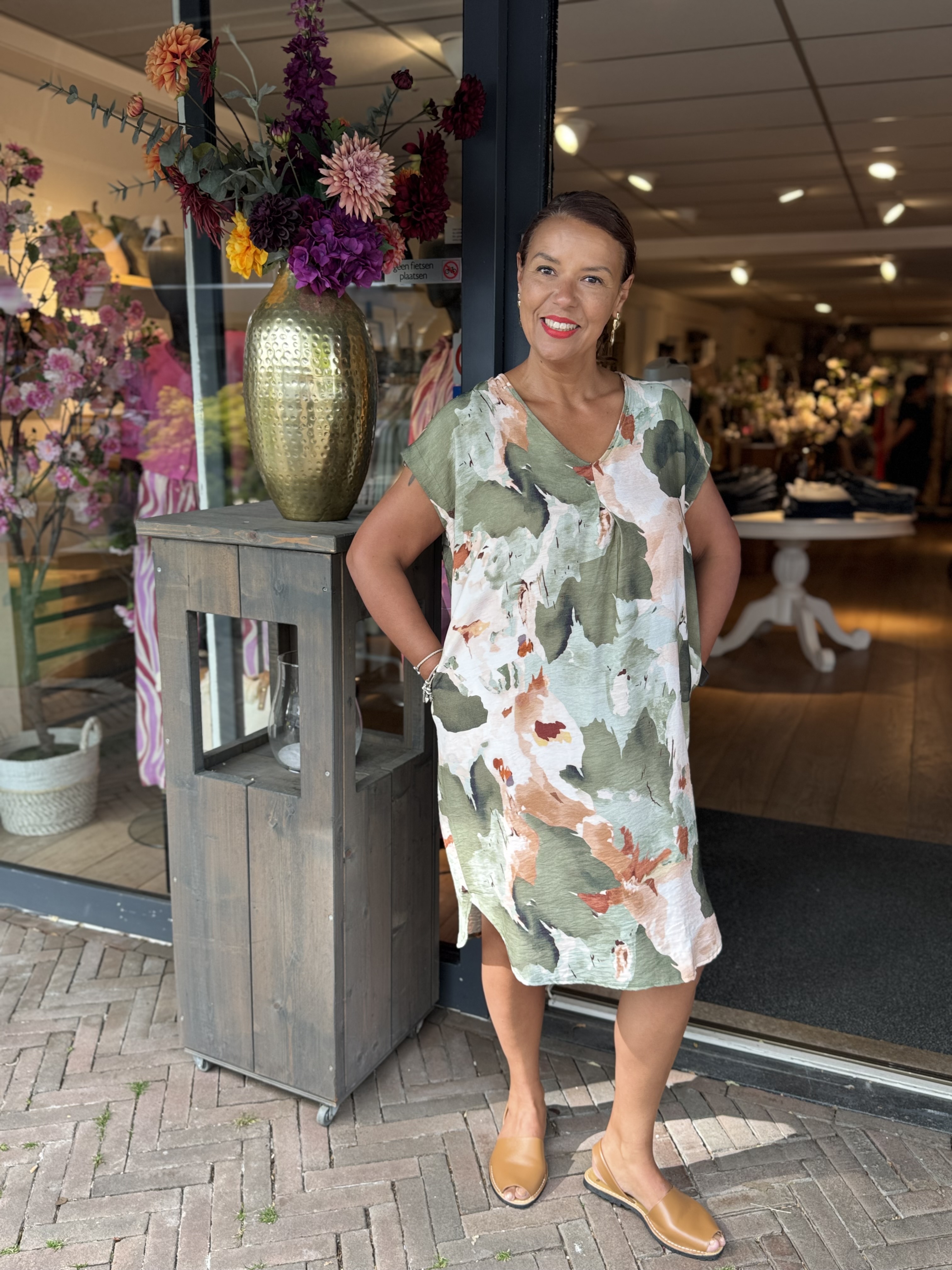 Enjoy Bloemen Jurk Army