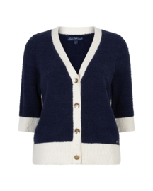 Red Button Cardigan Popcorn Darkblue 4882