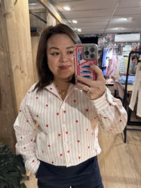 Valentine Blouse Rood/Ecru