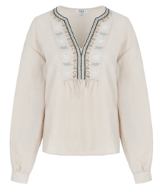 C&S Nancy Blouse Sand/ Jade Green