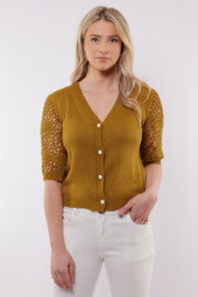 C&S Trento Cardigan Mustard Olive