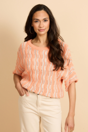 G-Maxx Gwenore Knitting Top Warm Coral/Offwhite