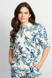 C&S Lucia Blouse Offwhite/Dusty Blue