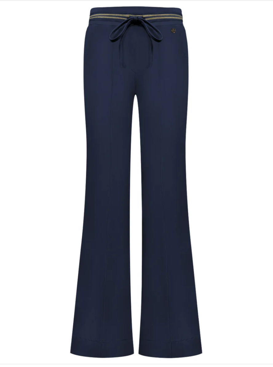 Triple Nine Flare Broek Gold Rib Belt Navy 2304