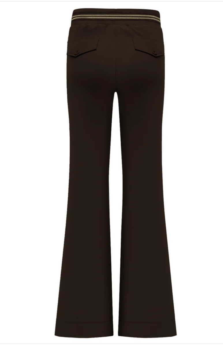 Triple Nine Flare Broek Gold Rib Belt Donker Bruin 2304