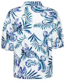 C&S Lucia Blouse Offwhite/Dusty Blue