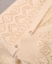 Red Button Cardigan Ajour Sand