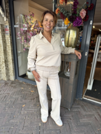 Triple Nine Flare Broek Gold Rib Belt Beige 2304