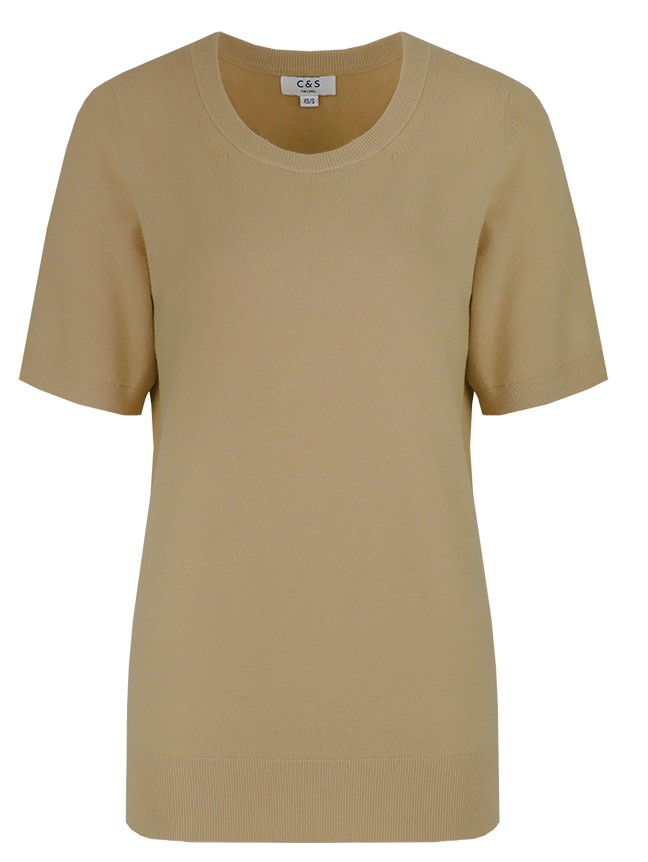 C&S Anne Knit Top Light Camel