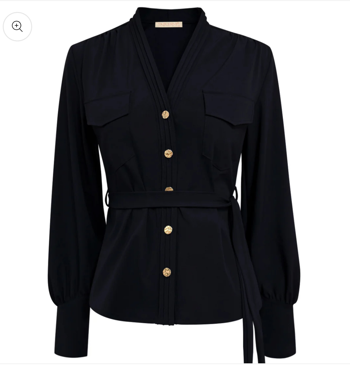 Triple Nine Blouse Cargo Pockets and Belt Black 5926