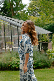 C&S Lucia Blouse Offwhite/Dusty Blue