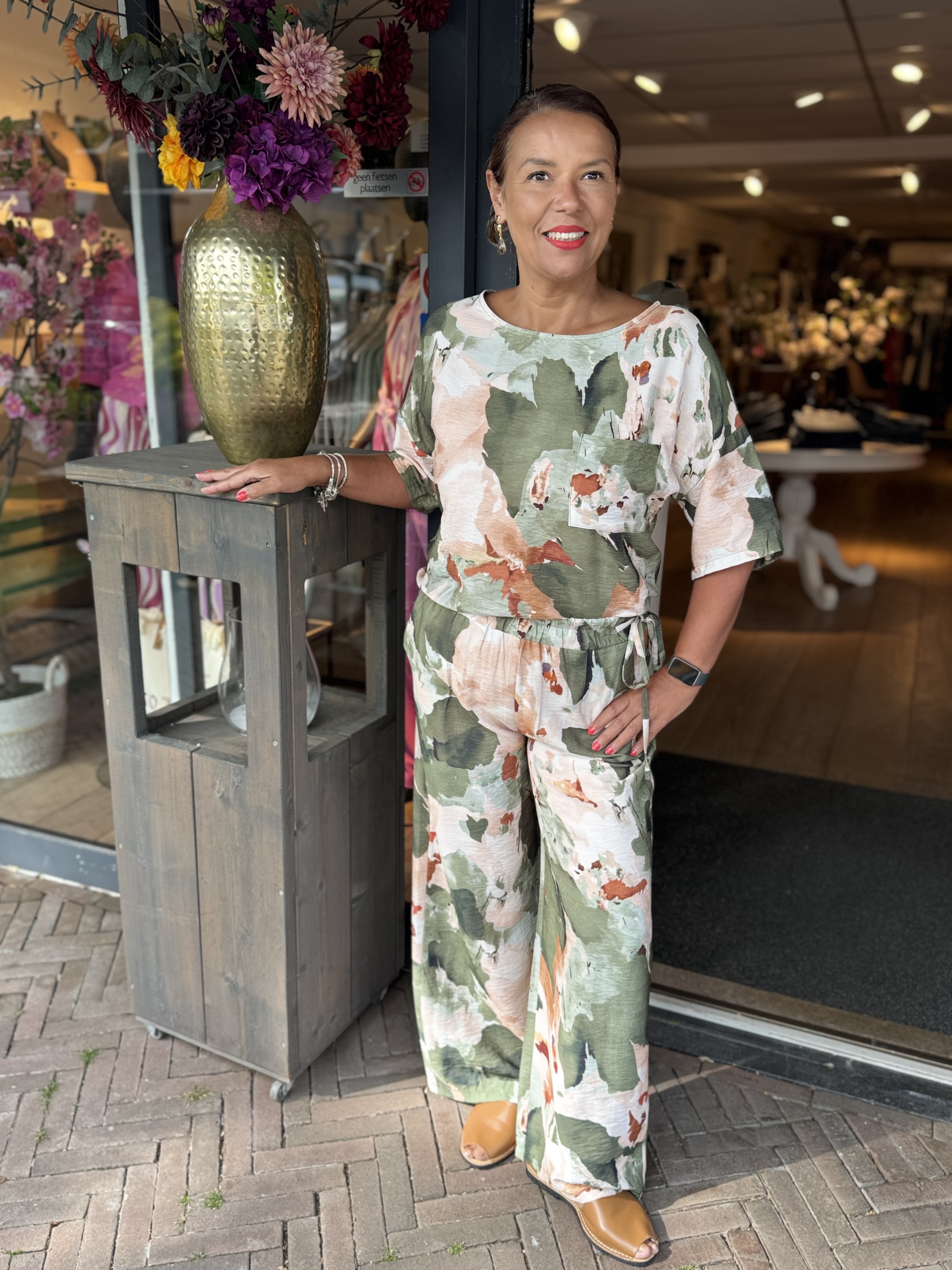 Enjoy Bloemen Blouse Army 127073