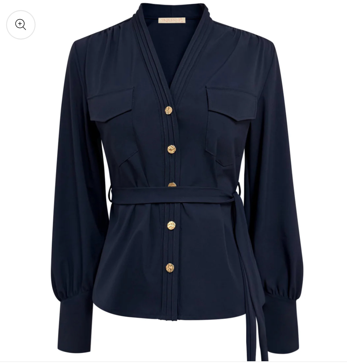 Triple Nine Blouse Cargo Pockets and Belt Navy 5926