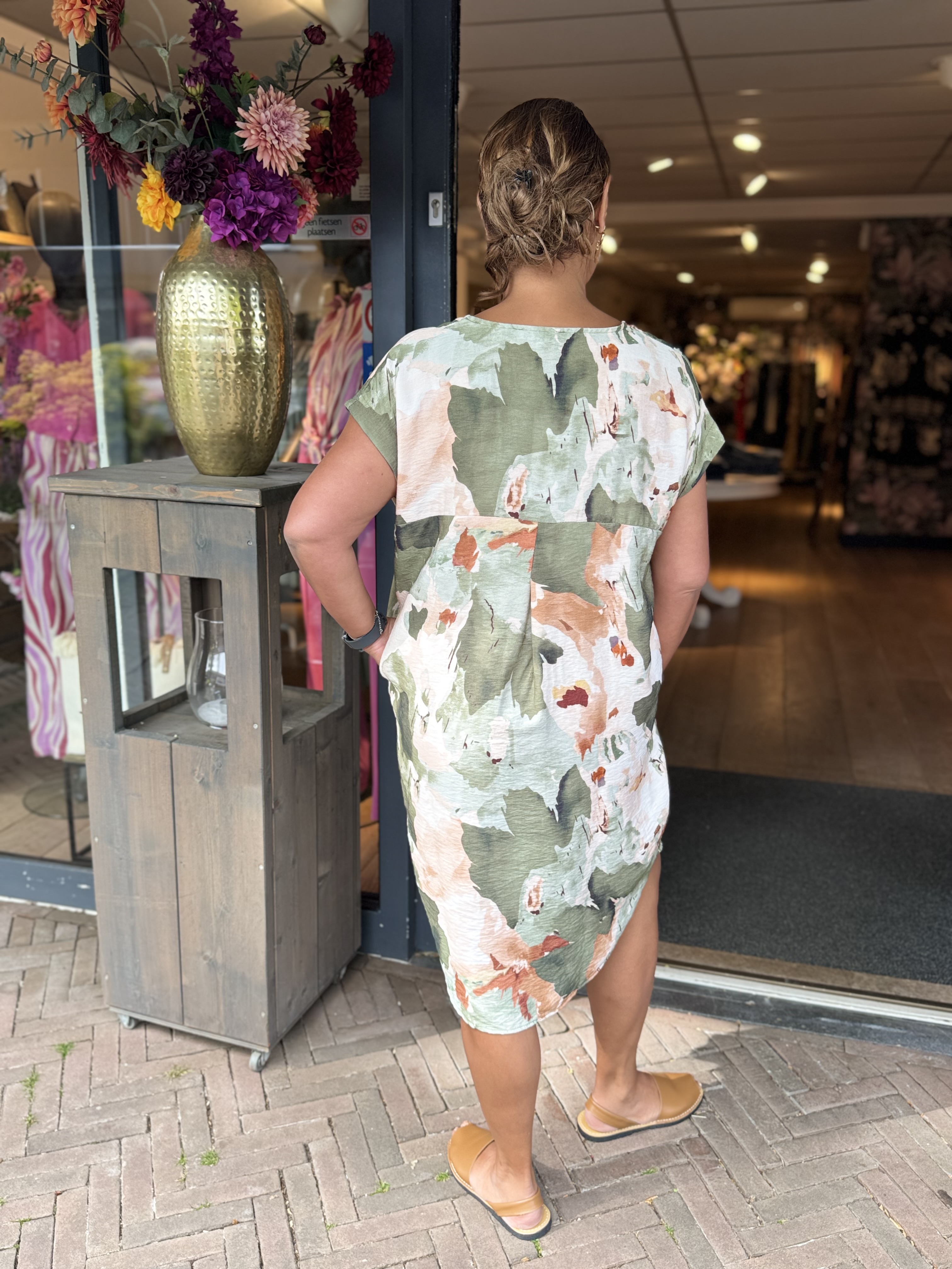 Enjoy Bloemen Jurk Army